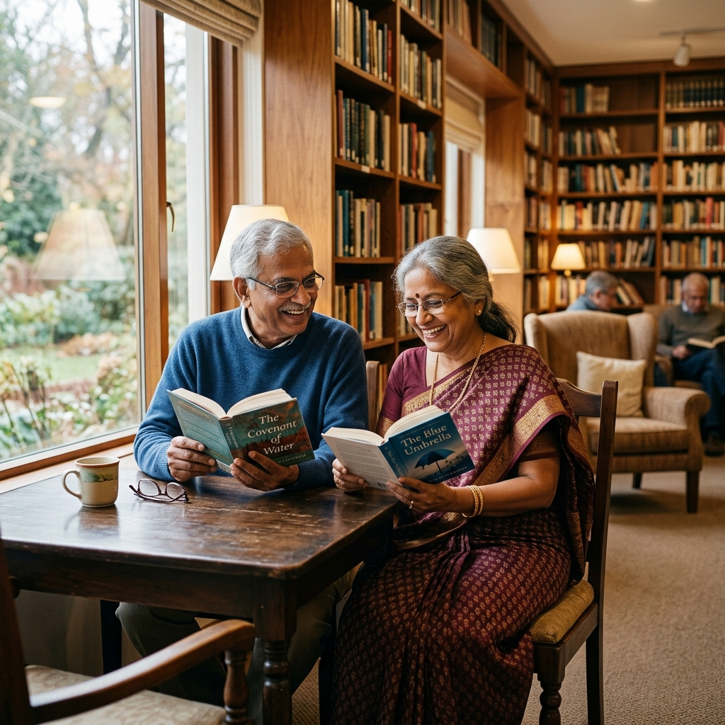 Reading room library area for senior citizens