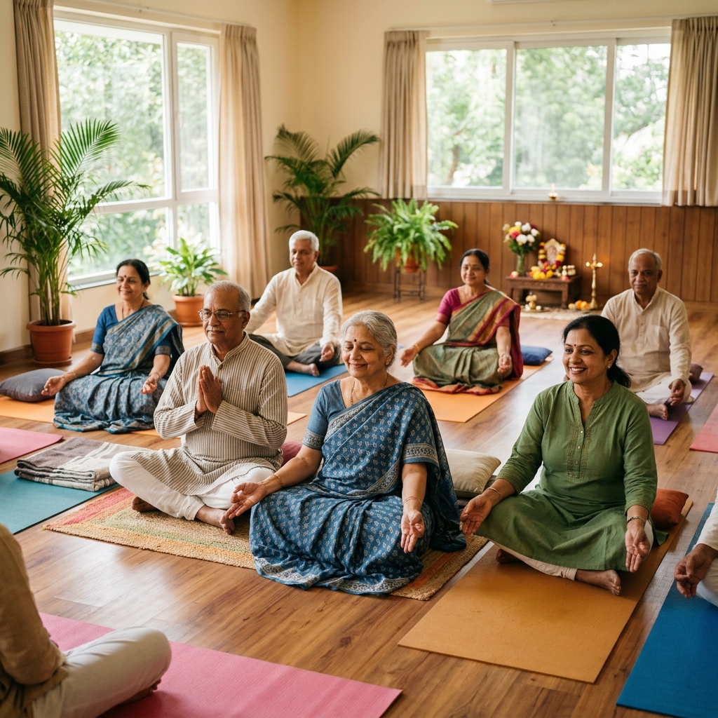 Seniors yoga and meditation class in Pune